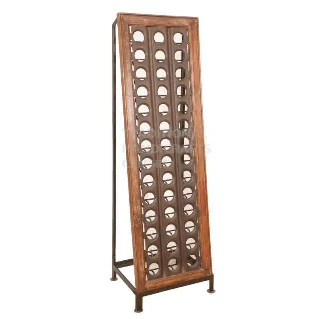 Vintage Luxury Iron Bottle Stand With Wooden Antique Living Room Home Bar Hotel Restaurant Furniture