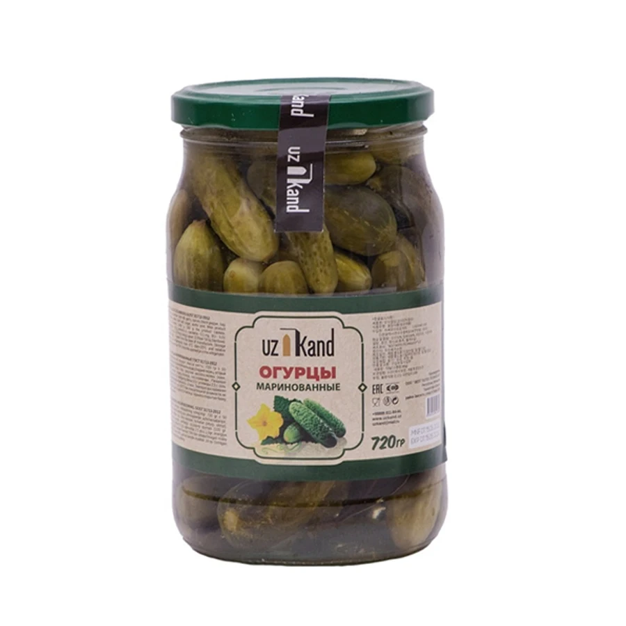 720 ml Natural Canned Preserved Vegetables from Uzbekistan Spicy Salted Pickled Whole Cucumbers for Food
