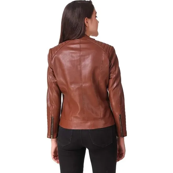 women leather jackets for ladies fashion new arrival customized genuine sheepskin leather pu leather jackets OEM services