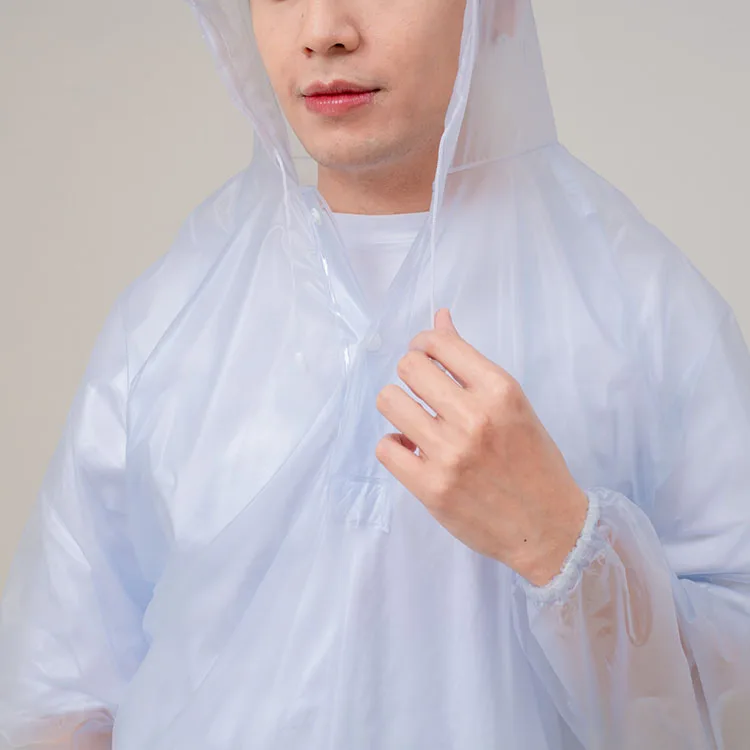 OEM Waterproof Semi White Hiking Travel Outdoor Hooded Design Fog Fashion Long Rain Jacket Transparent Winter Cheap Raincoat