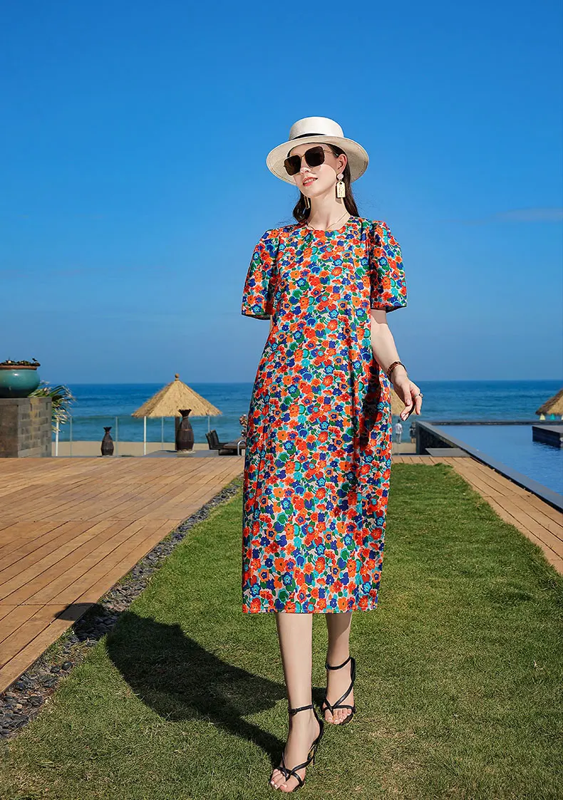 Wholesales Vietnam elegant vintage dress short sleeve casual woman dress