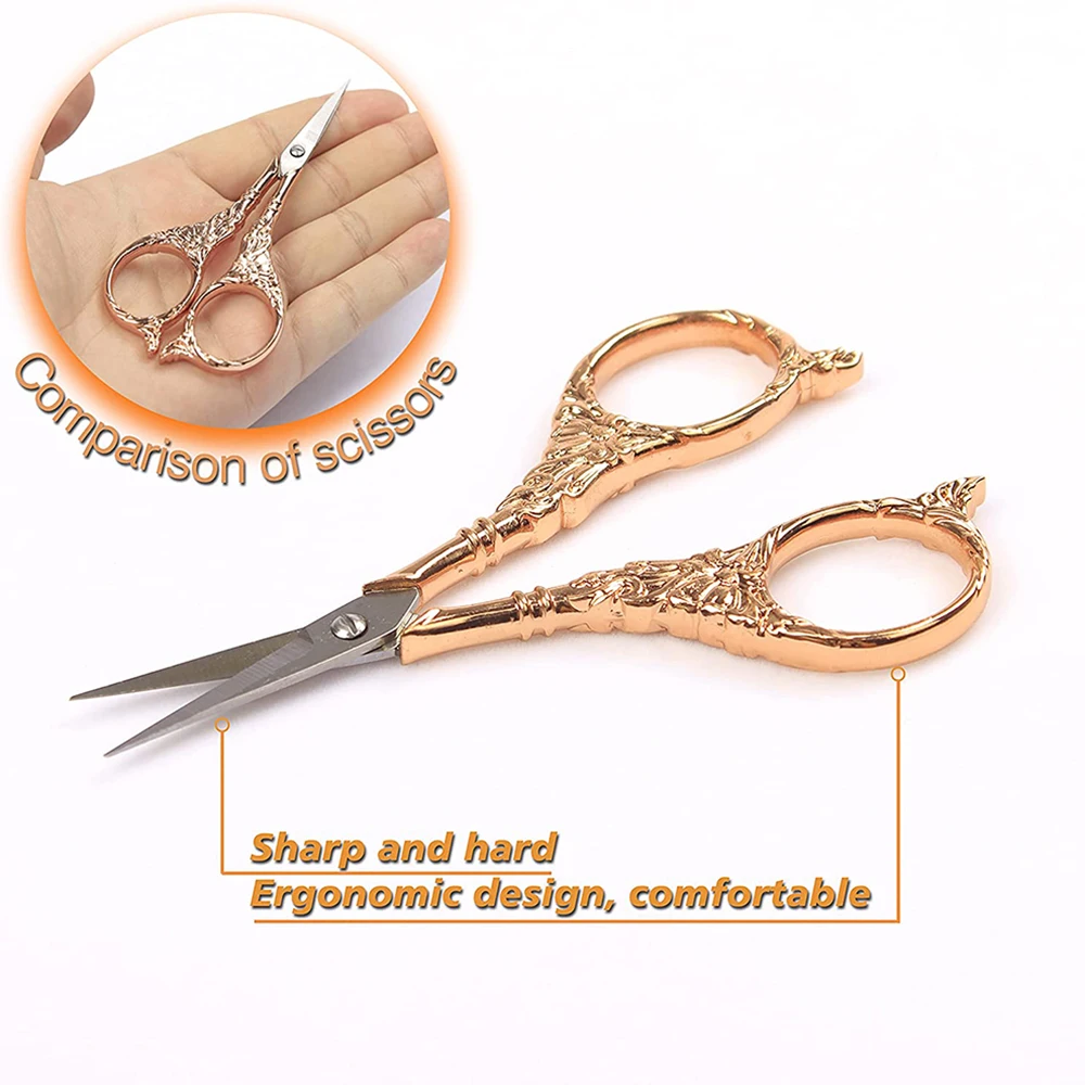 Wholesale Needle Work Thread Scissor Rose Gold Handle Manicure Scissors Metal Steel Nail Cutting Fancy Scissors