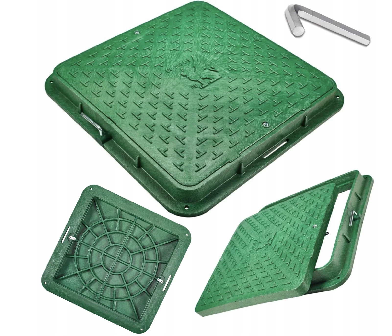 Cover for well Squer 71x71cm or Septic Water tank 1.5T with Screw Lock Sewer Manhole cover Green