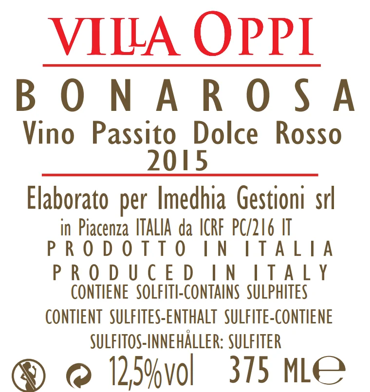 Сделанное в Италии превосходное розовое десертное вино 12.5% vol для оптового экспорта