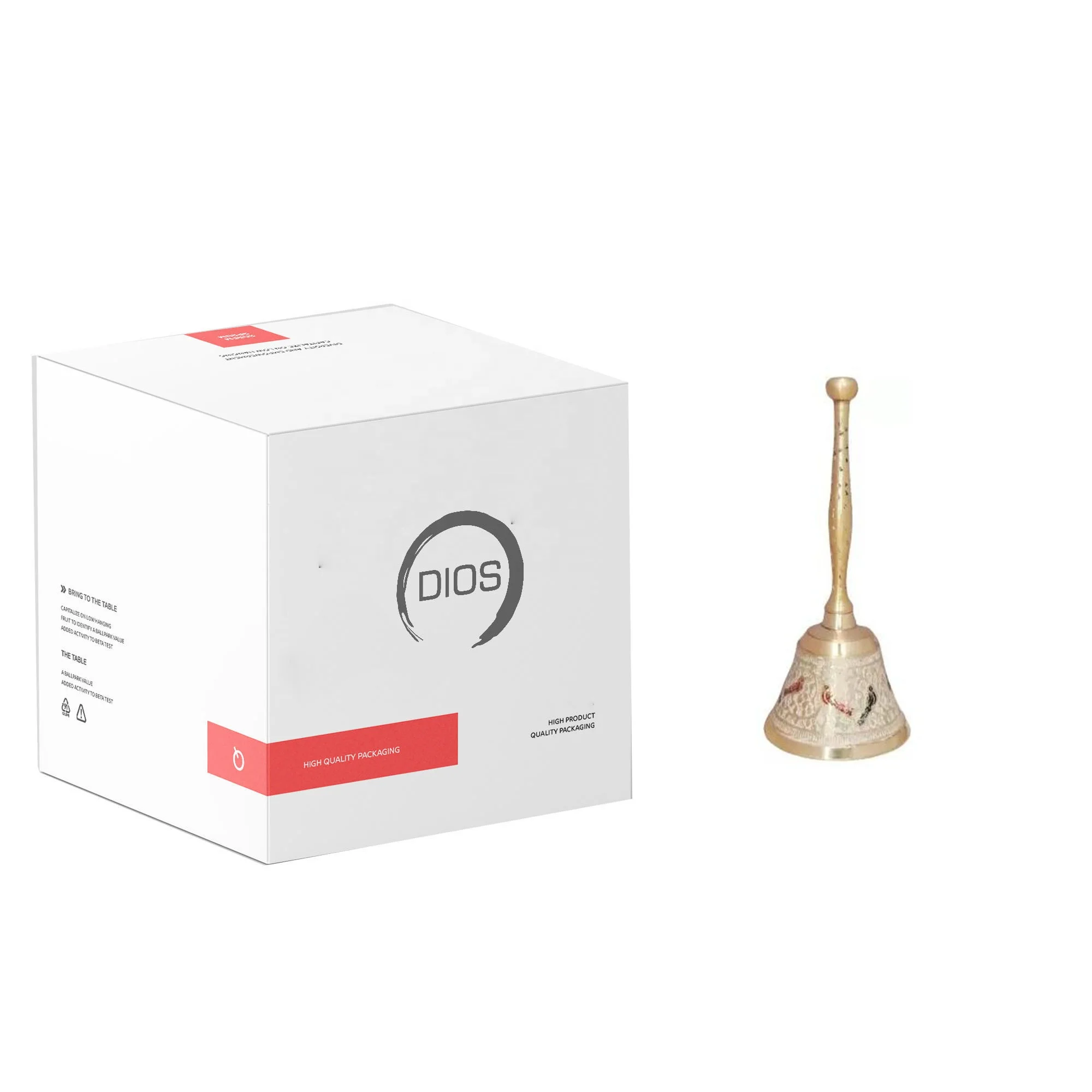 Hand engraved pure brass handle bell high selling quality new Look Metal Peon Bell For Office In Wholesale Price in set