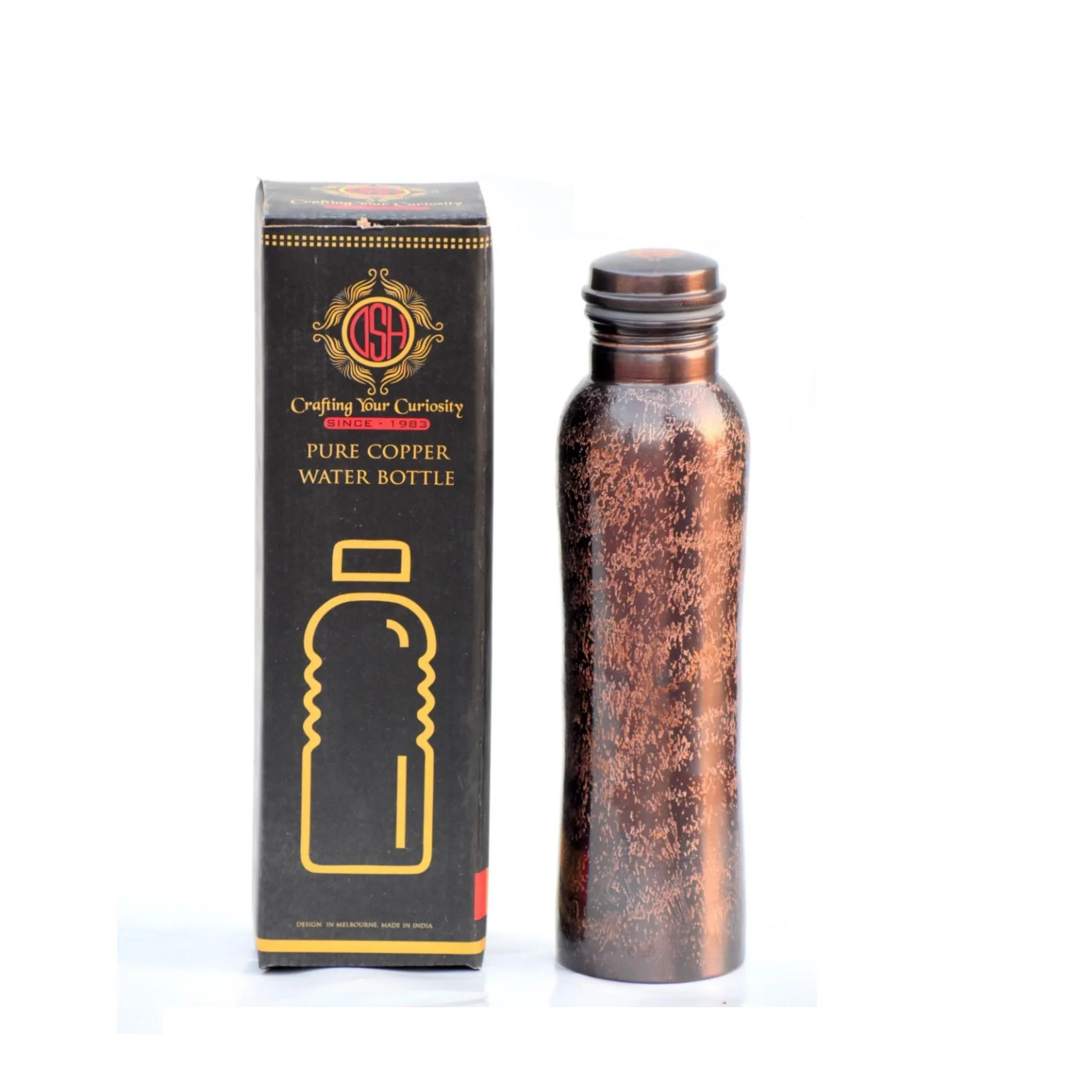 Best Metal Handcrafted Diamond Design Antique Pure Copper Bottle With Glossy Fished For Ayurvedic Health Benefits water bottles