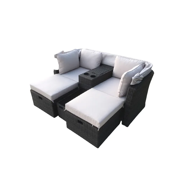 SUNBATHE BED Waterproof Cushion Metal Rattan Wicker Furniture garden sofa day bed made from Vietnam