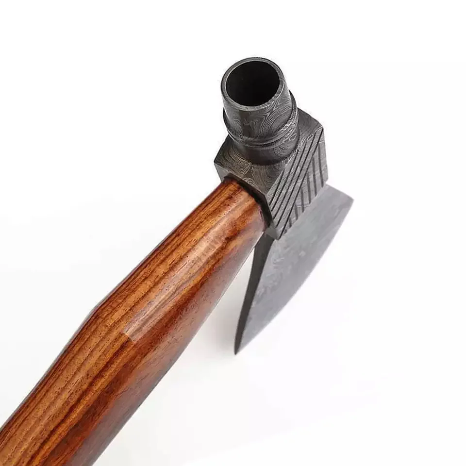 Профессиональный дамасский Топор Ручной работы, топор из дамасской стали, курительная трубка, розовая деревянная ручка и кожаный футляр
