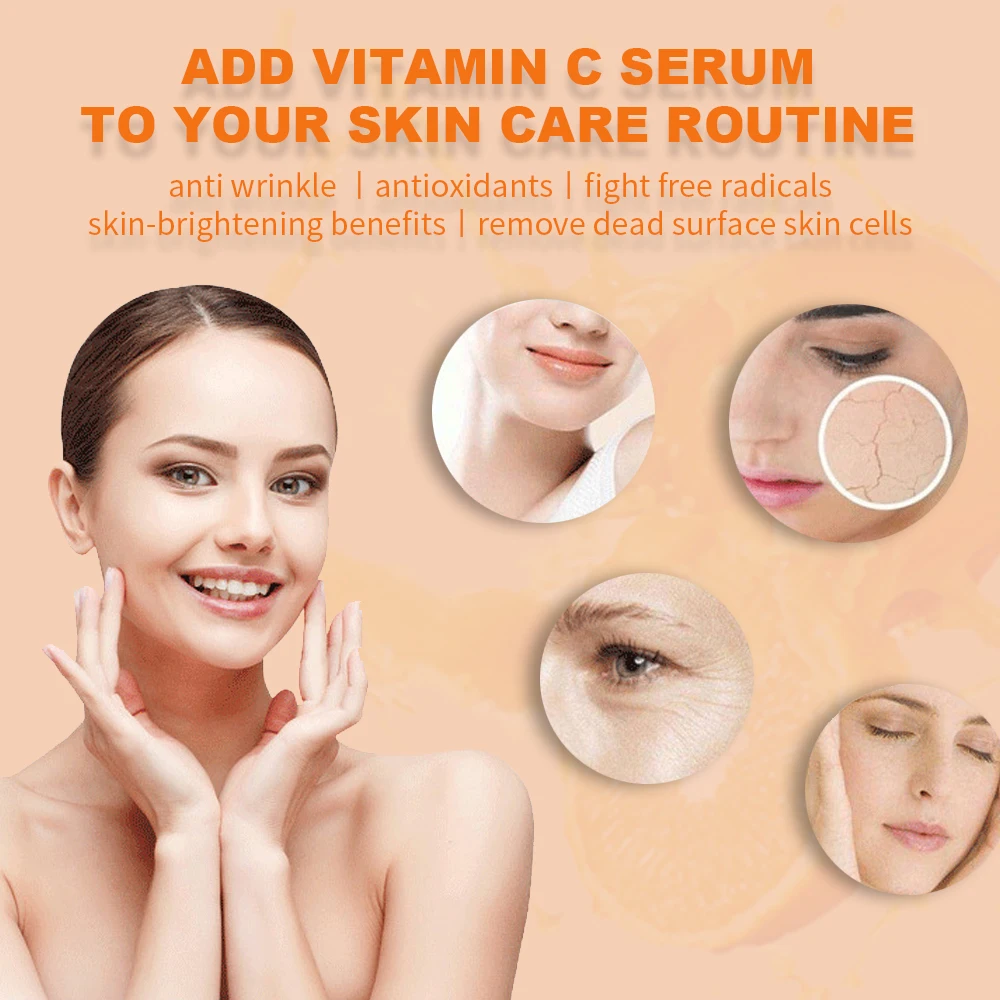 OEM Best Brightening Face Ascorbic Acid Vitamin C Whitening Serum Skin Care With Hyaluronic Acid For Dark Spots