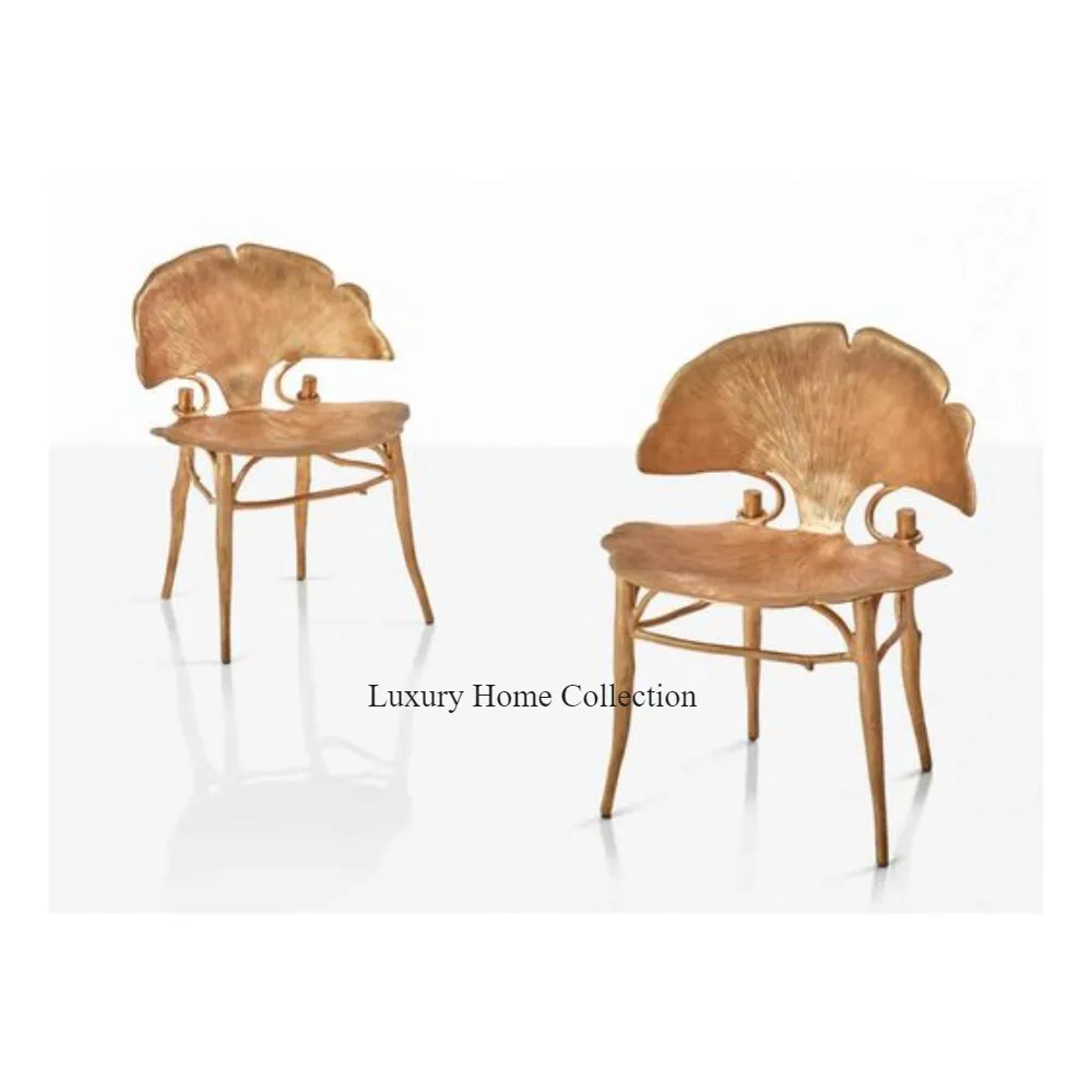 Floral Decorative Metal Chair Simple Design Gold Color Hotel Villa Restaurant & Home Living Room Furniture Supplies In Low Price