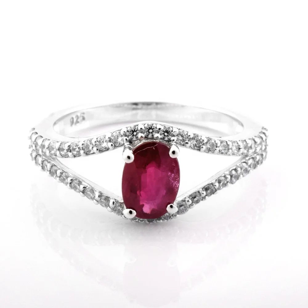 Genuine Gemstone Oval Ruby Red Color Stone in 925 Sterling Silver Ring for Ladies Silver Jewelry Made in India Handcrafted Rings