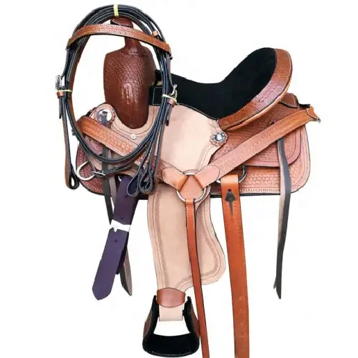 SK International Leather Cowboy Roughout Ranch Training Work Reining Trail Western Leather Saddle