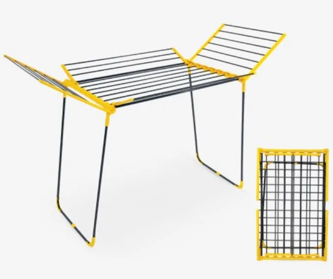 Clothes Drying Rack Folding Clothes Rail 3 Tier Stainless Steel Laundry Garment Dryer Stand with Two Side Wings