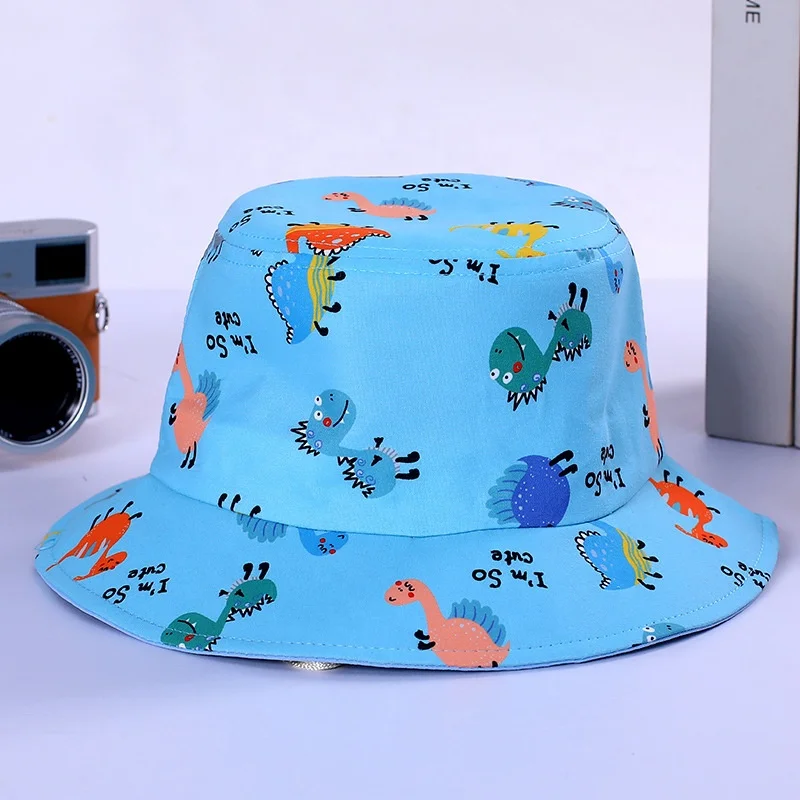 Outdoor Beach Sun Cap Kids Cotton Printing LOGO Plain Fisherman Hat Custom Embroidery Bulk kids Bucket Hat