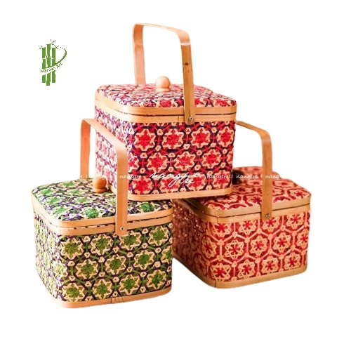 Picnic basket number VGA PC40 handmade bamboo basket VGREENART VIETNAM BRAND