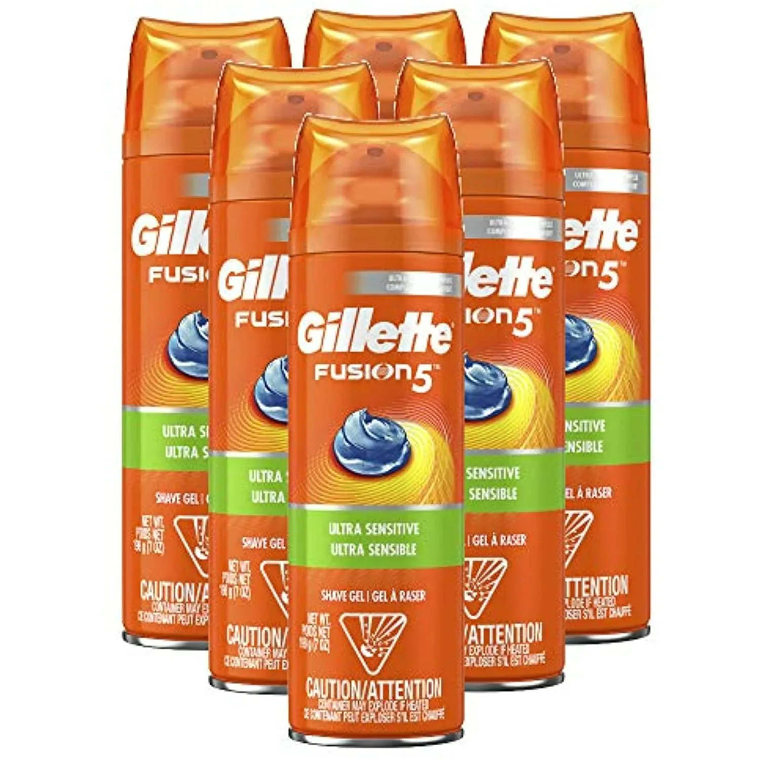 Gillette Fusion5 Ультра чувствительный Гель для бритья 7 унций упаковка 6 штук