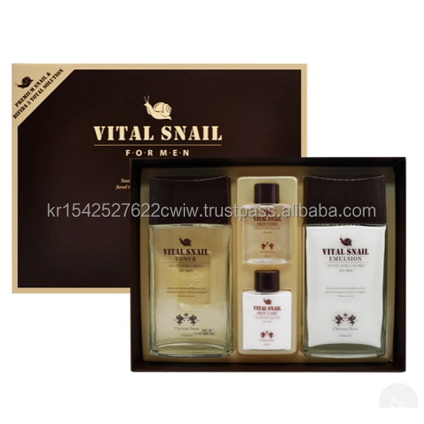 KOREAN COSMETICS Christian Dean Vital Snail Skin Care 2pc Set for Men nourishes tired skin during outside & tones up the skin