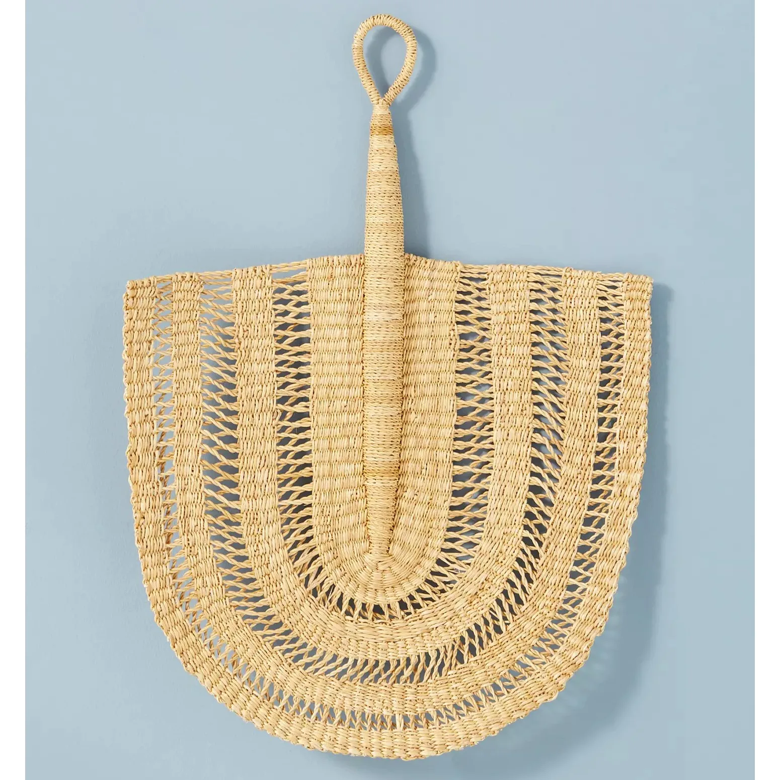 Simple Design Seagrass Hand Fan Woven Boho Wall Fan Wicker Seagrass Wall Art Decorative Accents Rustic Gifts For Housewarming