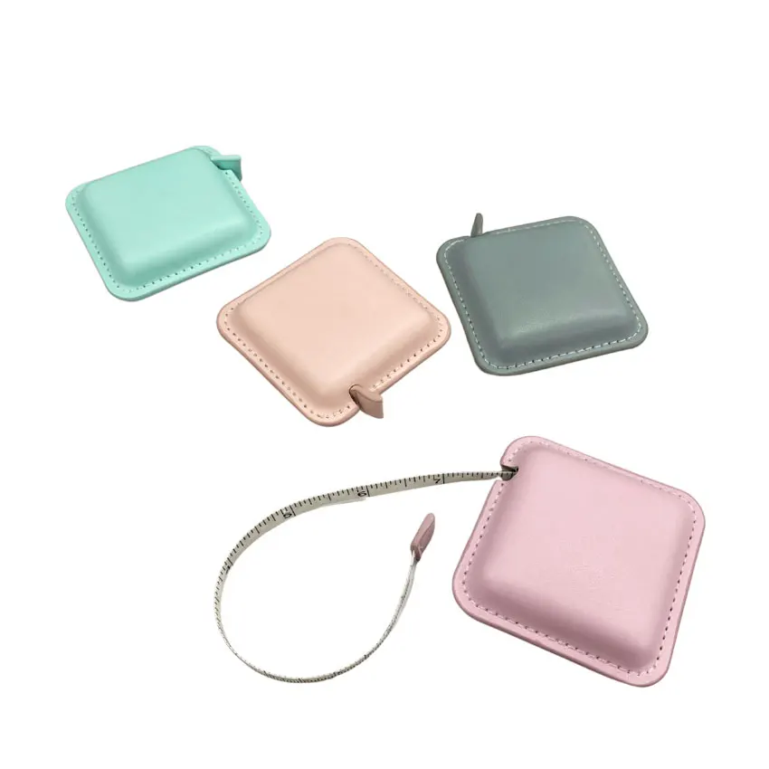 leather small portable promotional keychain with weight measuring tape