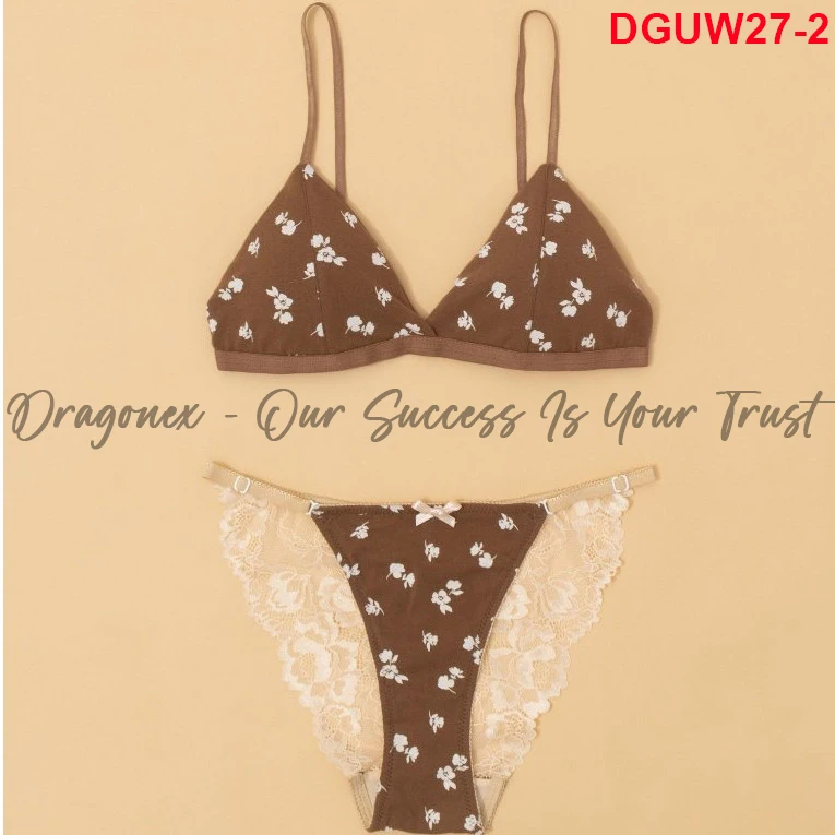 Period Panties Made Of High Quality Materials Cotton Mixed With Cute Little Flowers Wire-free Elastic Bra Adjustable Lace Pants