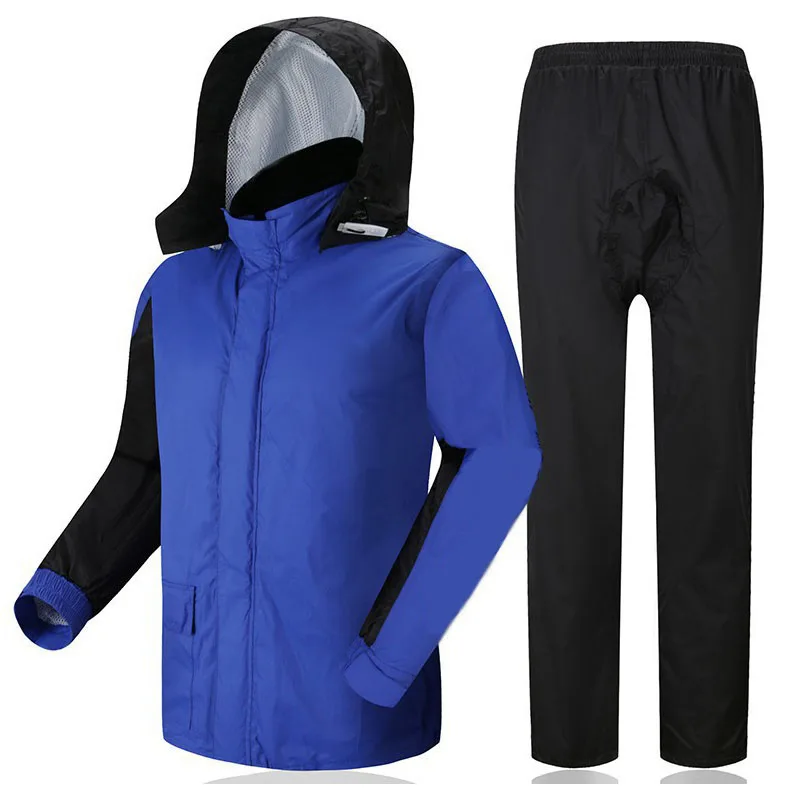 Custom Logo Printing Waterproof Windbreaker Adult Mens Rain Suit Motorcycle Bicycle Windproof Hooded Rain Wear Coat For Mens