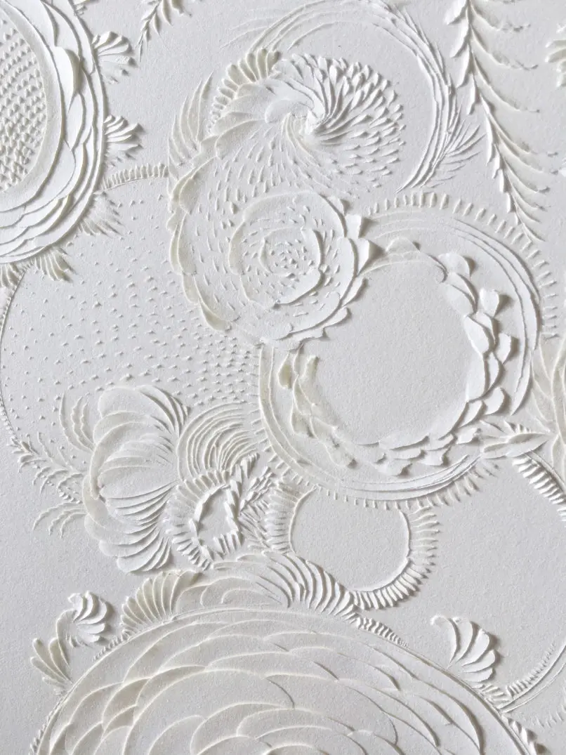 Carved marble wall panel