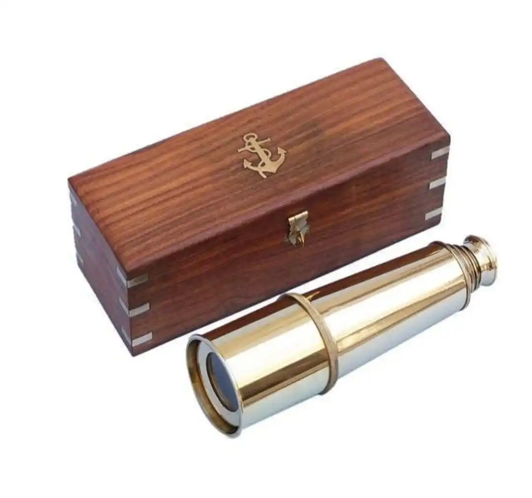 Brass Spyglass Telescope/Collapsible brass pocket mini monocular spotting scope spy scope telescope/Brass Telescope with box