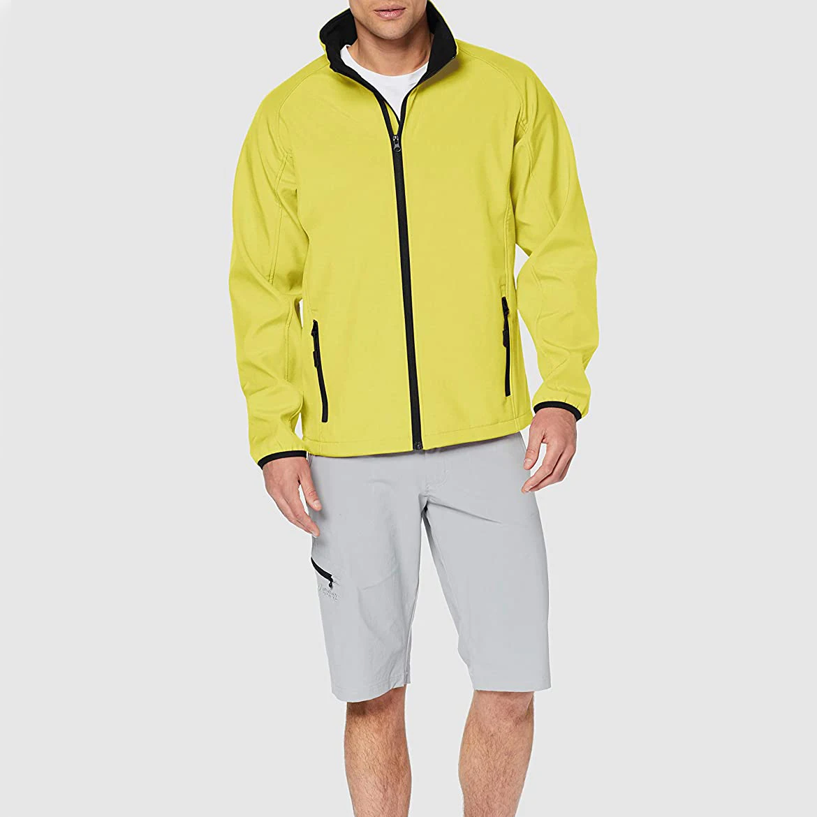Yellow Lightweight Windbreaker Hoodie Jacket for Man Vibrant Man Jacket for Outdoor & Sporty Look