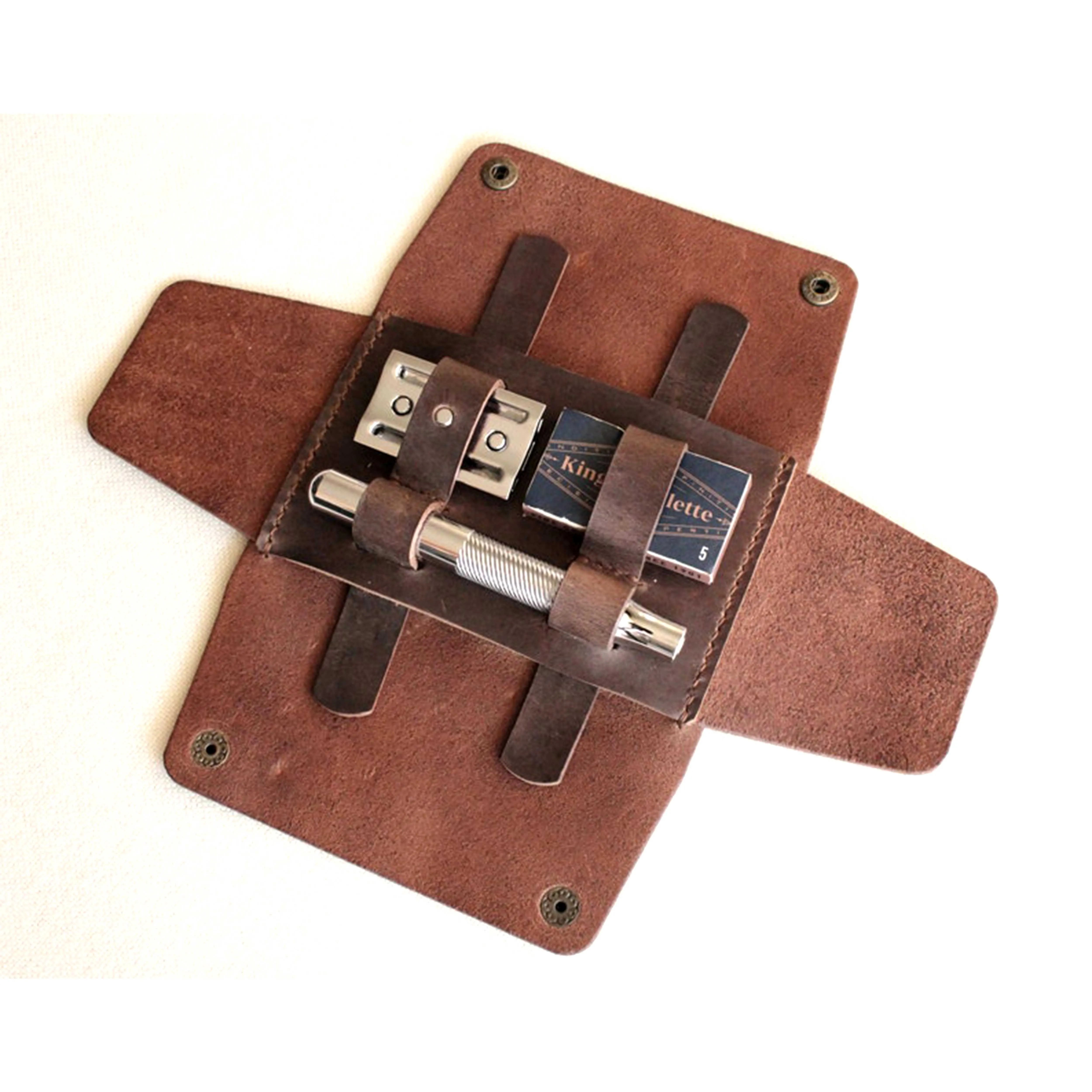 OEM Factory Made Rich Grain Leather Edge Razor Protector Case, Double Edge Safety Razor Safety Pouch