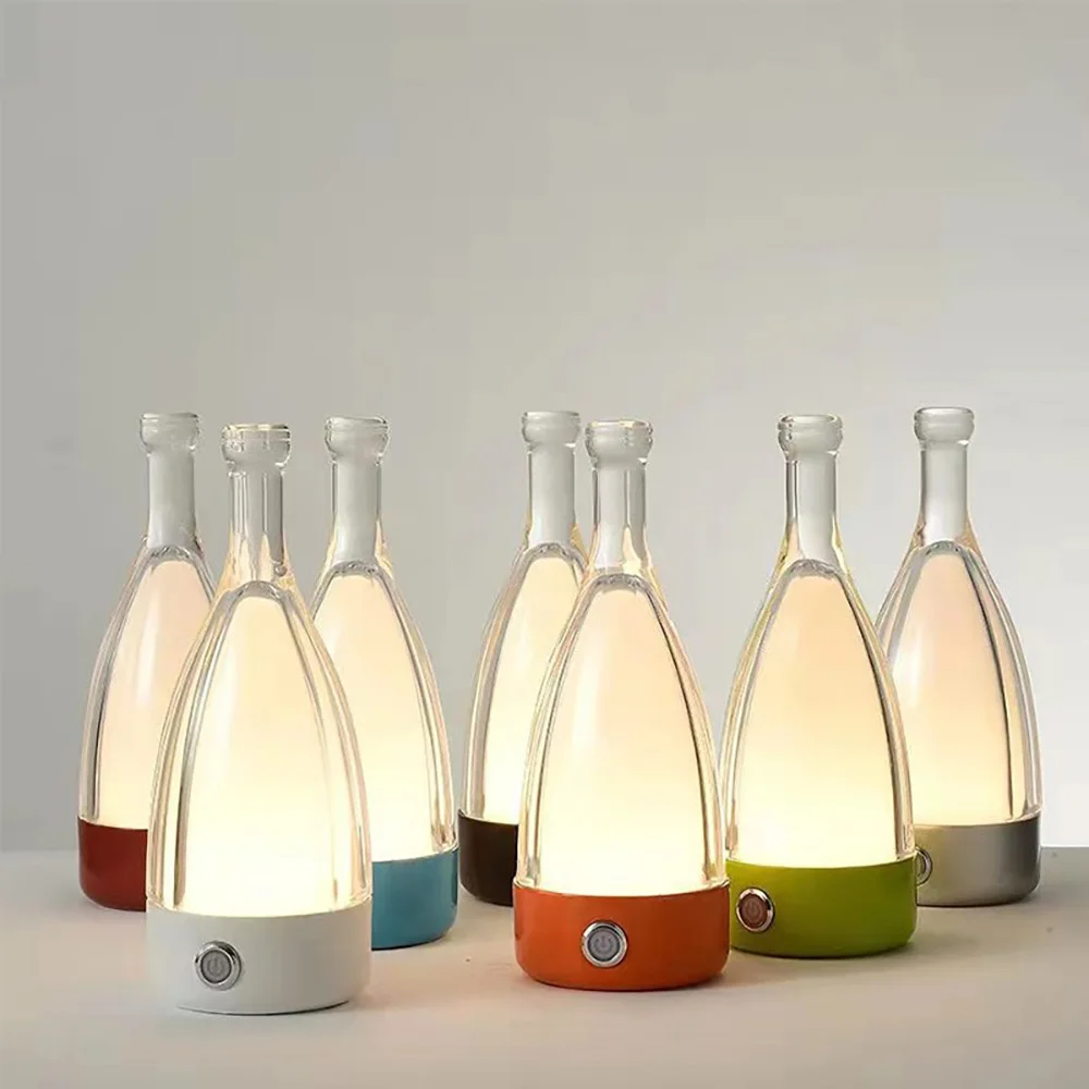 Touch Ctrl Dimmable Rechargeable Led Wine Bottle  Mood Table Lamp For Reading Desk Study Bedside Hotel Bar Restaurant Cafe