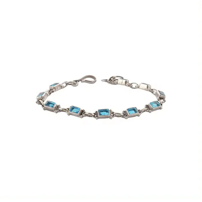 New Fashion Design 92.5 Pure Silver Bracelet Set with Beautiful Green Agate Gemstone