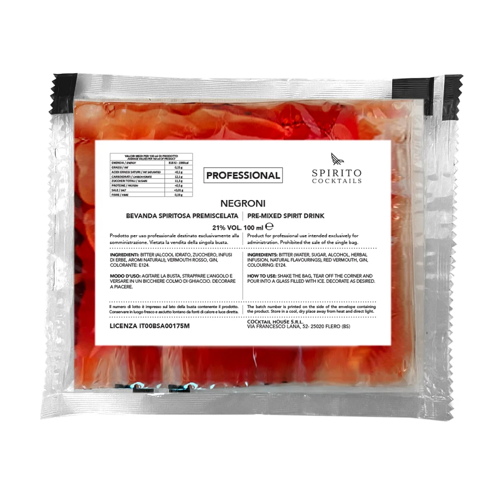 Negroni лучшего итальянского качества, готовый к подаче алкогольный коктейль с кустарными спиртными напитками для профессионального использования