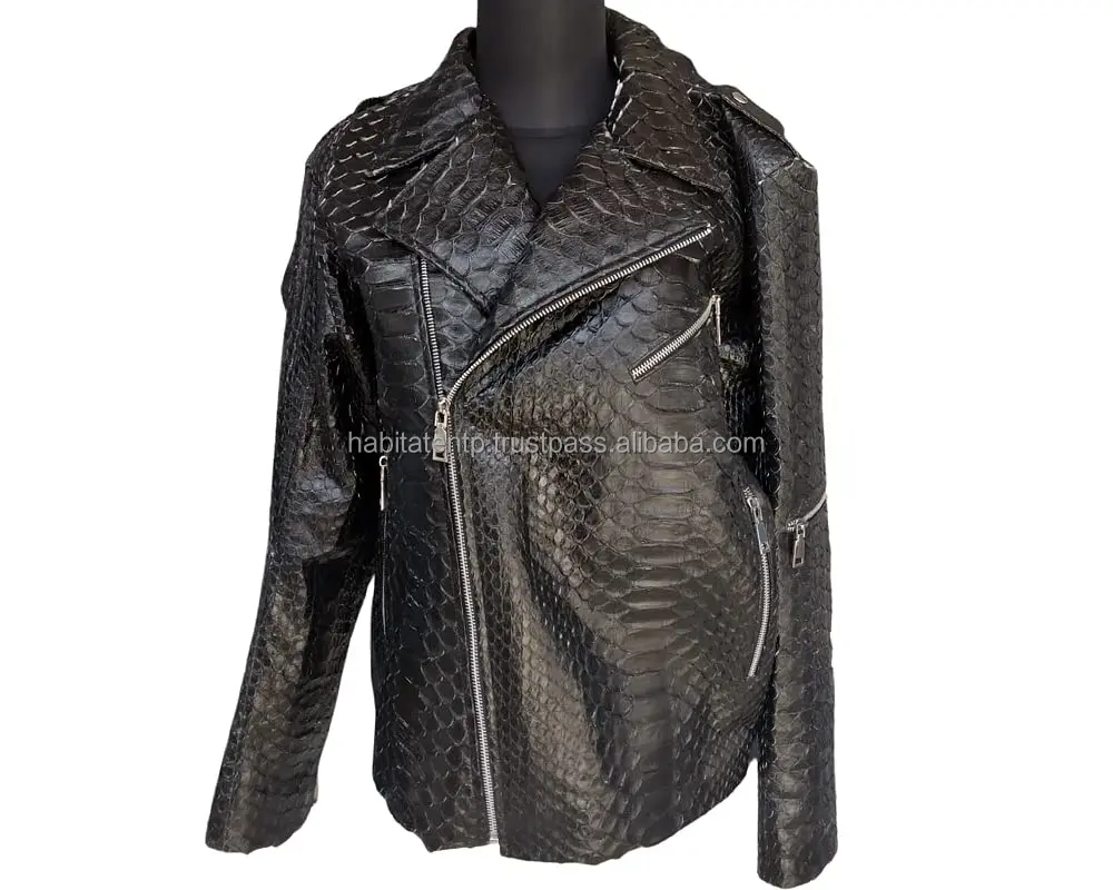 Black Dragon Looks Snakeskin Leather Jacket for Men Embossed Jackets
