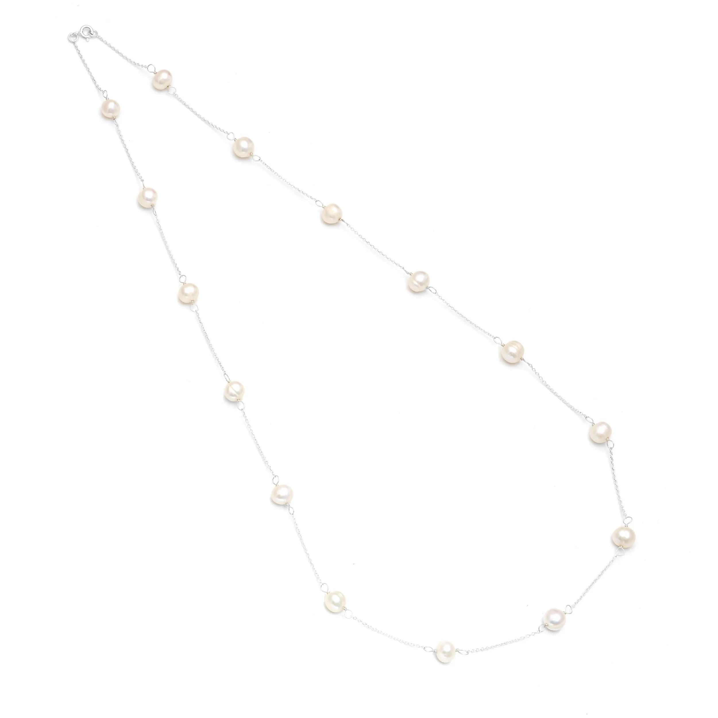 Natural Real Freshwater White Cream Round Pearl Necklace 925 Sterling Silver Fine Jewelry Latest for Women Girls 2024 Buy Now