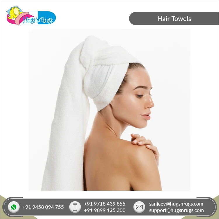 Best in Quality Multicolor Quick Dry Soft Luxury Rectangle 100% Cotton Hair Wrap Towels for Women from Top Seller