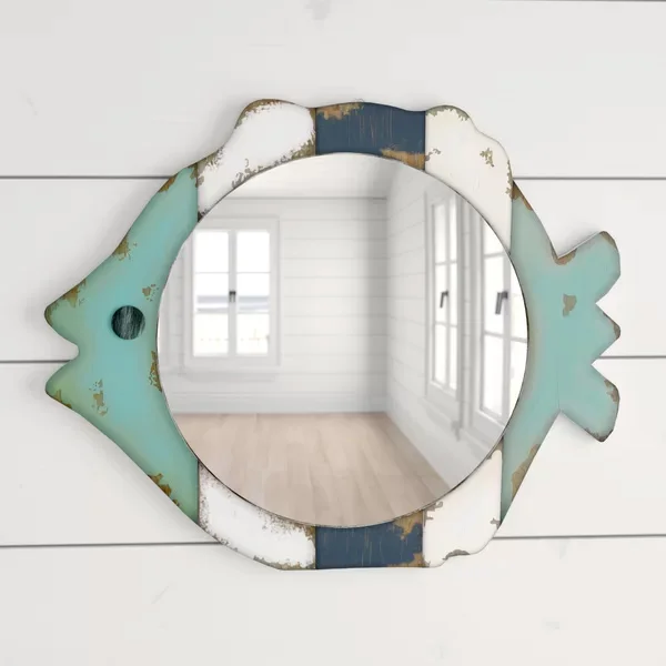 Wooden Fish Shaped Frame Best Quality Wall Mirror for Home Decor Bathroom and Hotels With Customized Color S