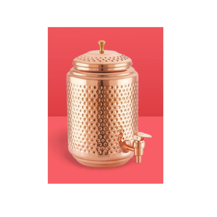 Top seller Custom Copper Water Cooler Handmade Hammered Water Cooler Made of Pure Copper Dispenser from Indian wholesaler