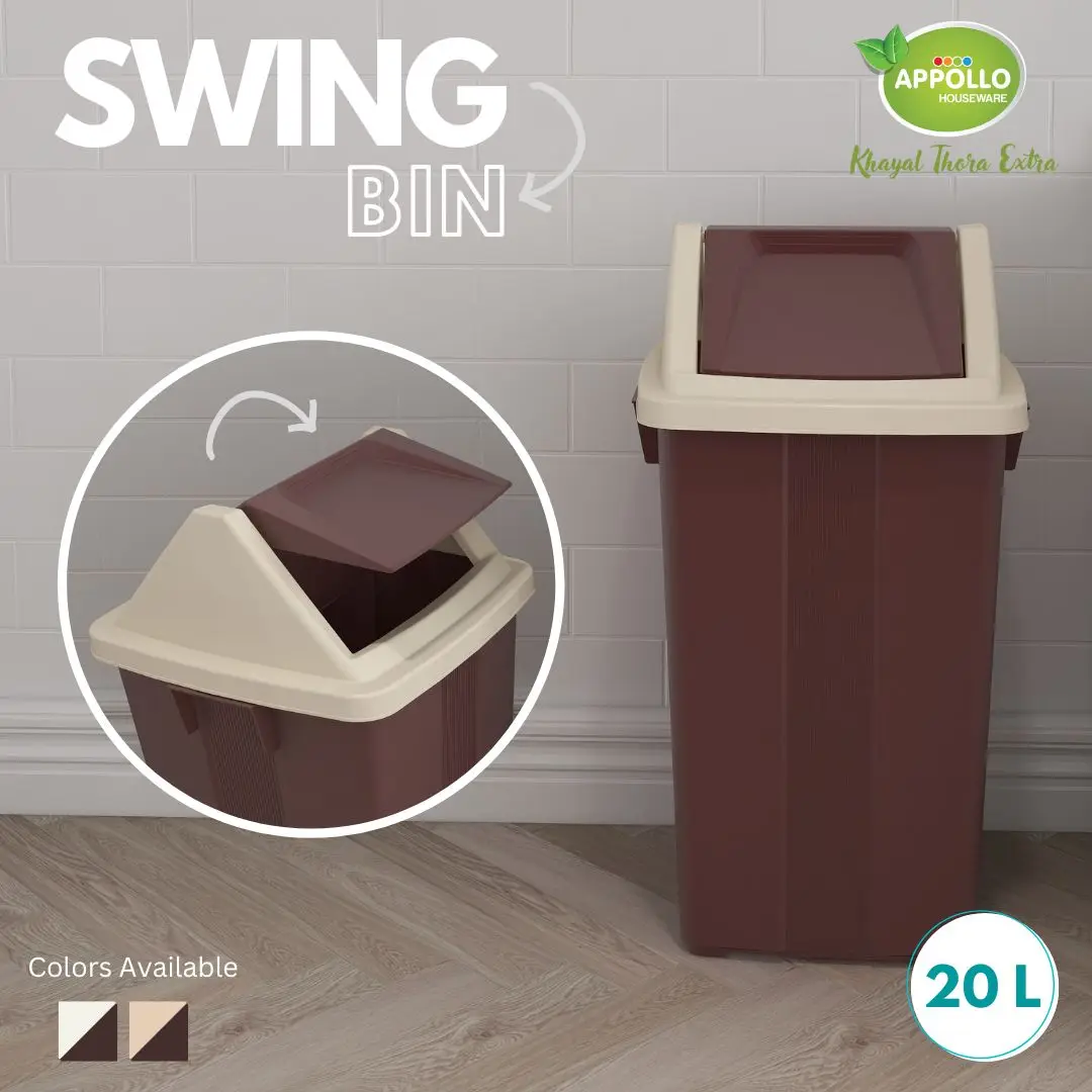 Swing Waste Dustbin 24L With Swing Lid Suitable For Indoor And Outdoor Use