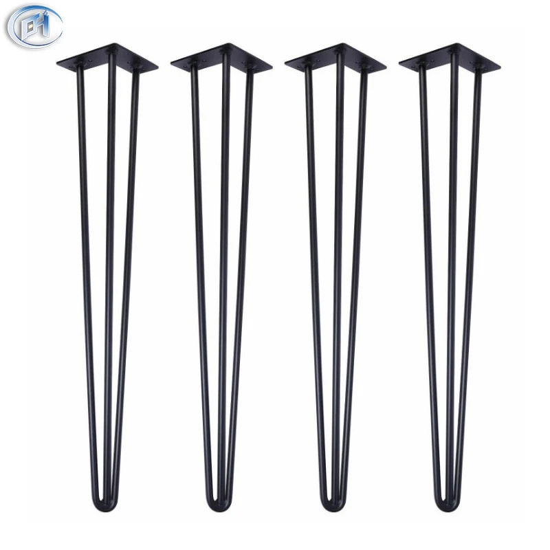 BN Metal Steel Cheap Furniture Coffee Dining Table Black Metal Furniture Legs 2-3 Rods Hairpin Legs For DIY Desk