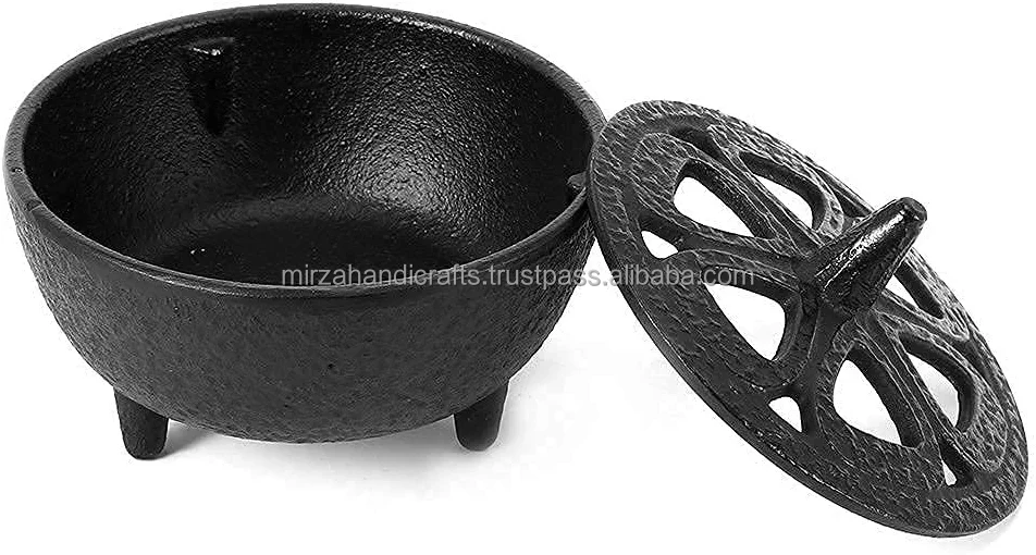 Alternative Imagination Cast Iron Cauldron with Handles Perfect for Incense Rituals Home Decor  3 Inch Diameter