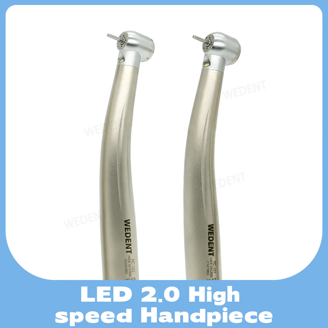 WEDENT Dental Equipment Push Button Portable Turbine Upgrade LED2.0 High Speed Dental Handpiece with 4 Water Spray