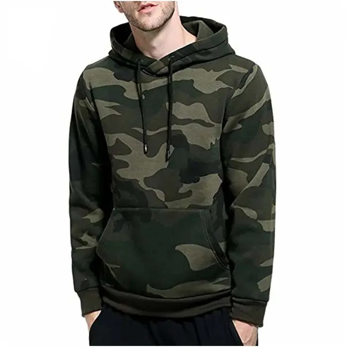 2022 Custom cowl neck camouflage hoodies men hoodies olive without ribbed bottom blank camo green hoodies