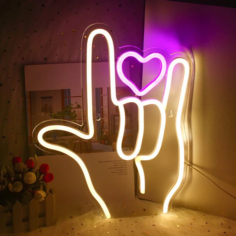 Warm Romantic Heart Decor Large Neon Sign Lucky Neon Light Sign For Family Birthday Party