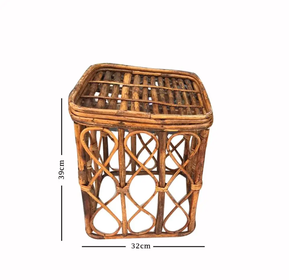Handicraft Cane Square Stool Home Decor  Ottoman Patio for  Living Room Hotel Restaurants  in good price from manufacturer