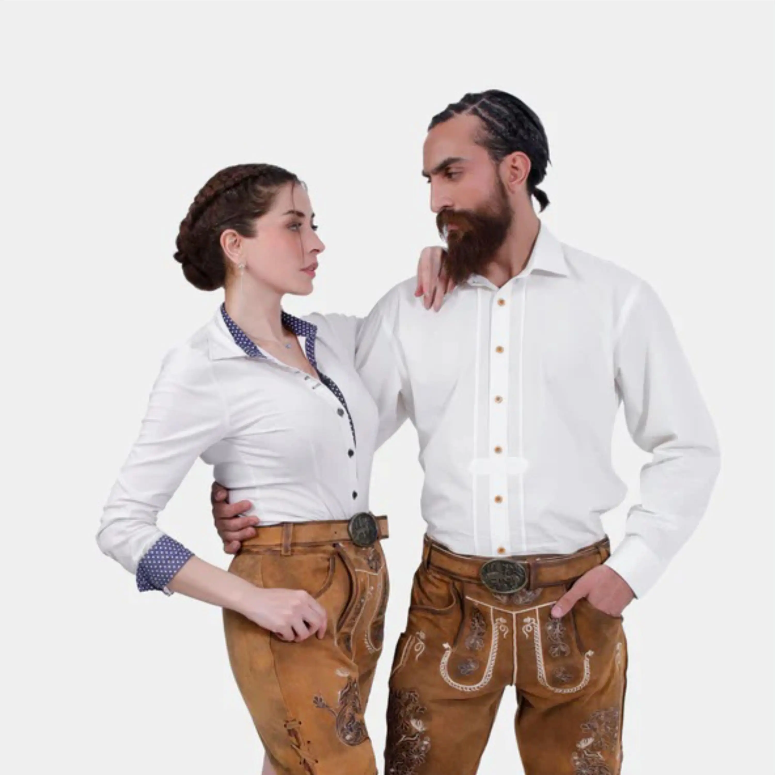 Authentic Bavarian Couple Outfit Custom Lederhosen for Men and Dirndl Dress for Women, Perfect for Oktoberfest and Festivals