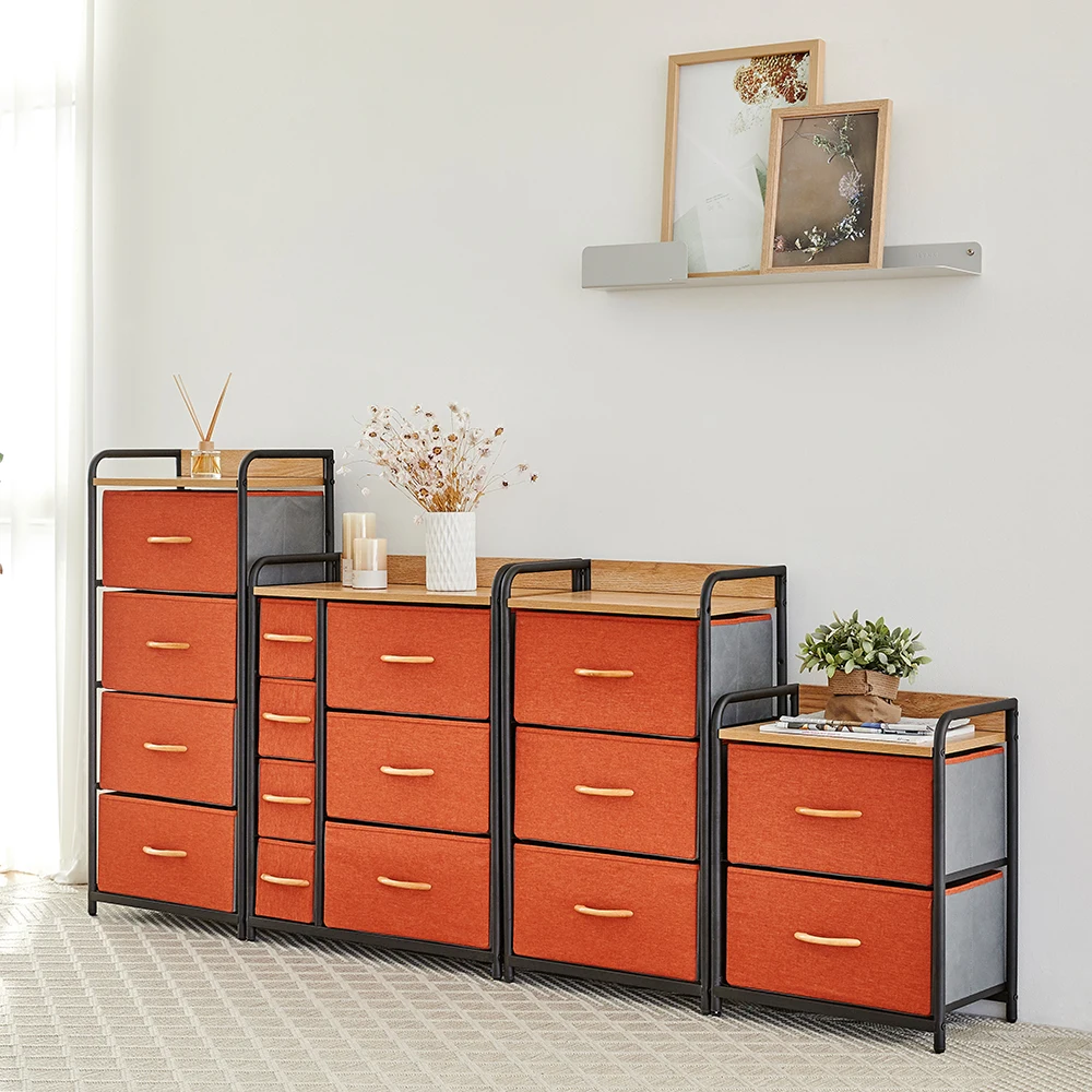 Fabric Living Room Cabinet Simple Multi functional Metal Frame Fabric Wood top shelf Furniture Storage Cabinet