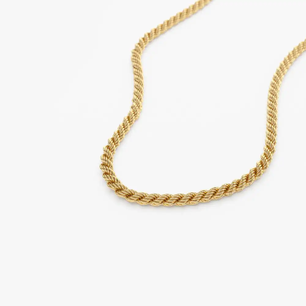 14k Solid Gold Rope Chain Necklace For Women Custom Jewelry For Women Twisted Gold Chain Jewelry Wholesale Gold Plated Necklace