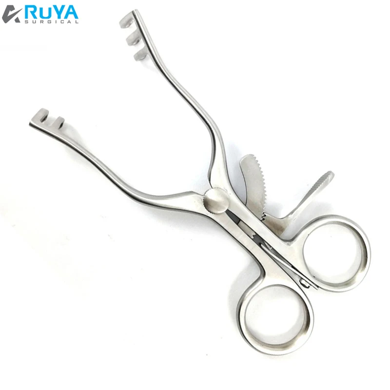 Stainless Steel WEITLANER Retractor 3x2 Prongs, Dilators Mastoid Retractors Adjustable & Automatic Fixation Hook Skin Retractor