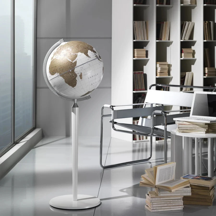 Elegant Globe World Globe for Home Office Decor Sturdy Metal Build with Easy-to-Read Map and Wood Stand Art Style