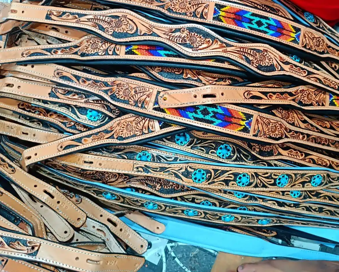 Top Trendy Latest Design Premium Quality Fancy Leather Dog Collar With Hand Carving And Bead Work Supplier Wholesale Manufacture